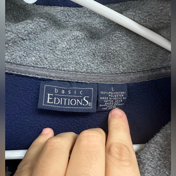 Basic Editions Blue Zip-up Sweatshirt- L - Picture 2 of 5